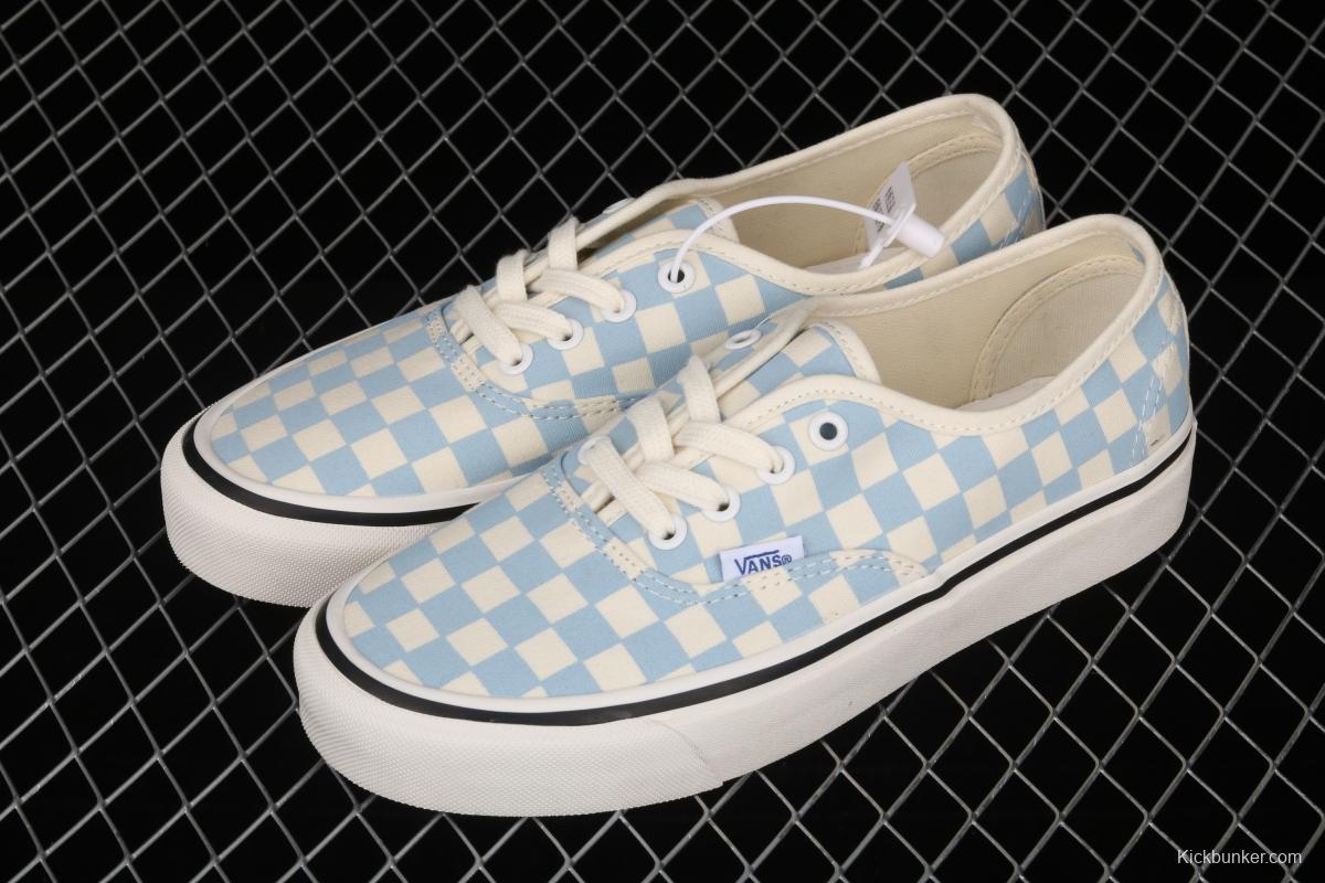 Vans Authentic 44 DX Anaheim milk blue and white checkerboard plaid low upper canvas shoes VN0A54F241J