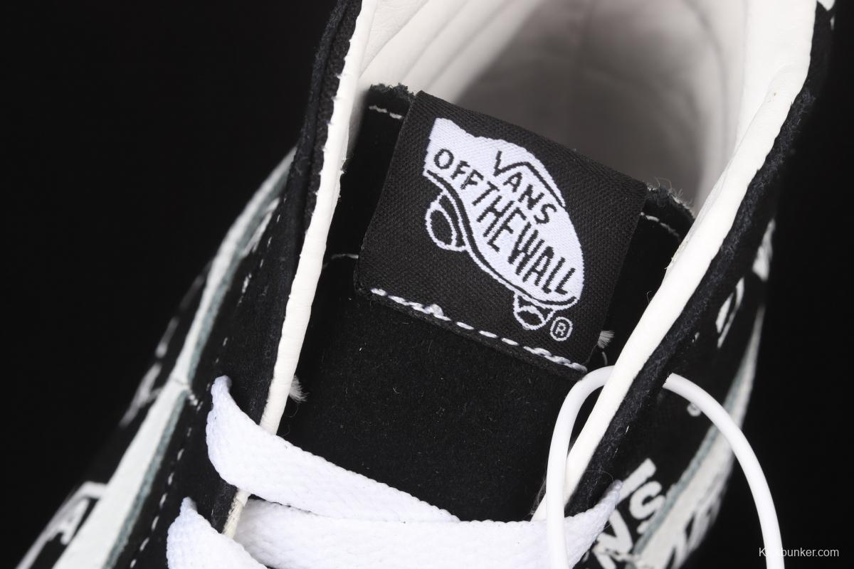 Vans SK8-Hi classic black and white letters logo high top casual board shoes VN0A4U3CTDW