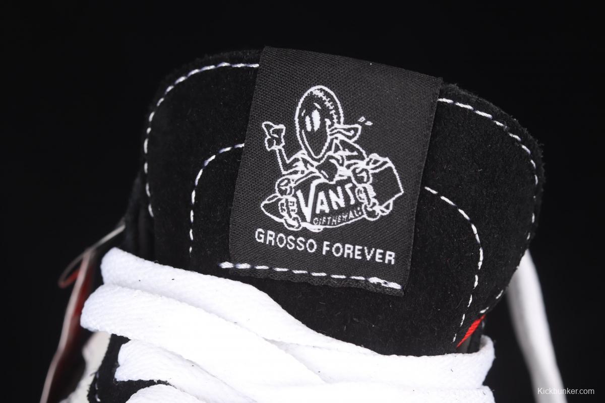 Vans Kate SK8-Mid black and white suede legendary skater superstar Jeff Grosso commemorates professional skateboard shoes VN0A5FCG625