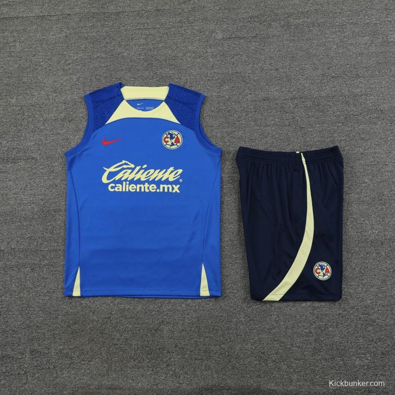 24/25 Club America Blue/Yellow Vest Jeresy+Shorts