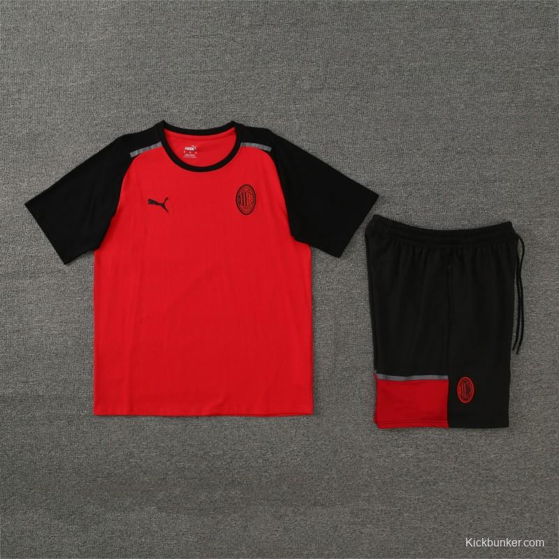 23/24 AC Milan Red/Black Cotton Short Sleeve Jersey+Shorts