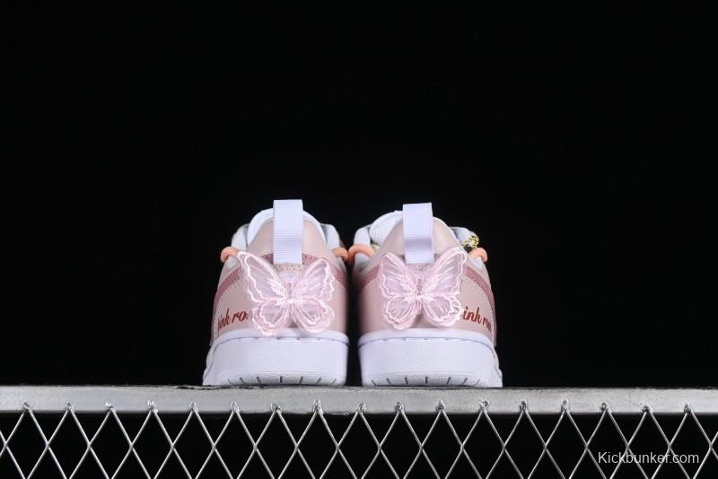 Nike Court Borough Low-Top Slip-Resistant Skate Shoes with Custom Rose Pink Hand-Painted Design - DQ5979-100