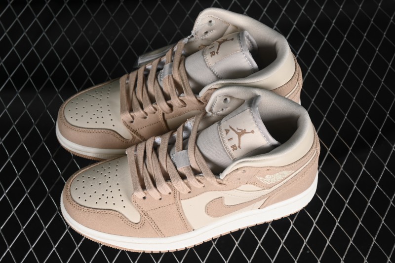 Nike Air Jordan 1 Mid AJ1 Khaki Mid-Top Basketball Shoes - FJ3448-200