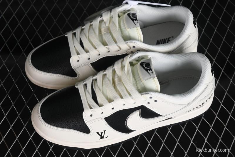 Nike SB Dunk Low LV Collaboration - Elegant Black White Night Light Anniversary High-End Custom Low-Top Casual Sneakers BB8766-208