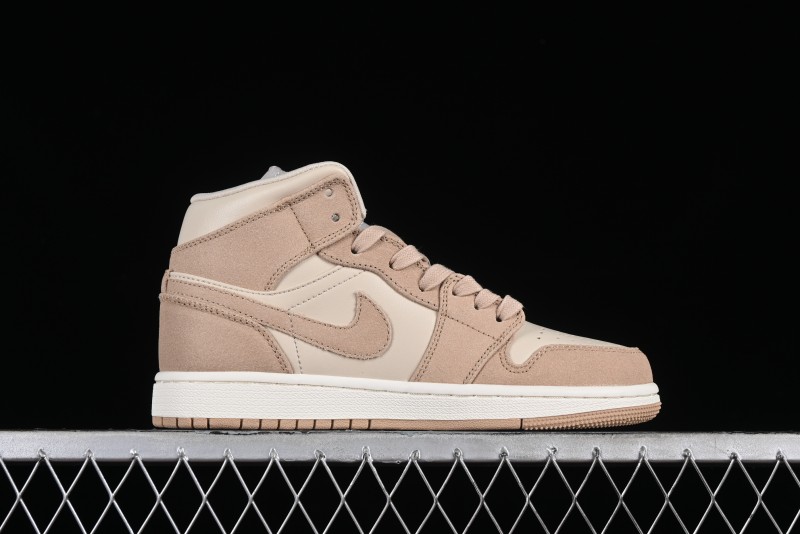Nike Air Jordan 1 Mid AJ1 Khaki Mid-Top Basketball Shoes - FJ3448-200