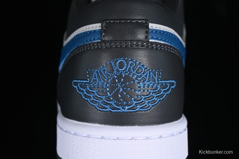 Nike Air Jordan 1 Low AJ1 Black Grey Blue Swoosh Low-Top Lifestyle Basketball Shoes - DC0774-040