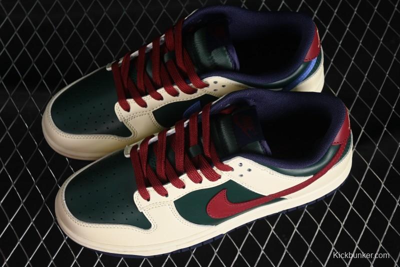 Nike SB Dunk Low Retro Skateboarding Shoes with Gorge Green and Red Swoosh Design - FV8106-361