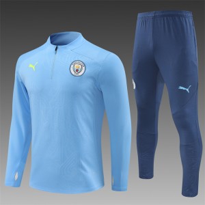 24/25 Manchester City Sky Blue Half Zipper Jacket+Long Pants