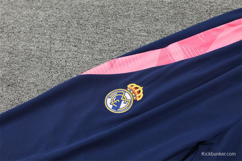 24/25 Real Madrid Navy Dragon Half Zipper Jacket+Long Pants