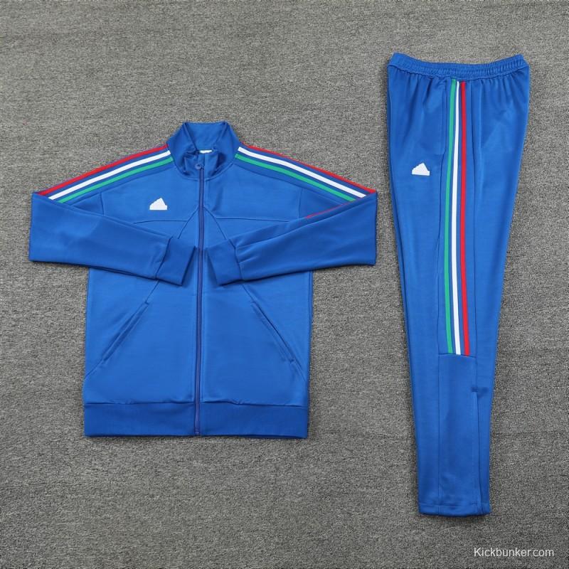 Kids 2024 Adidas Blue Full Zipper Jacket +Long Pants