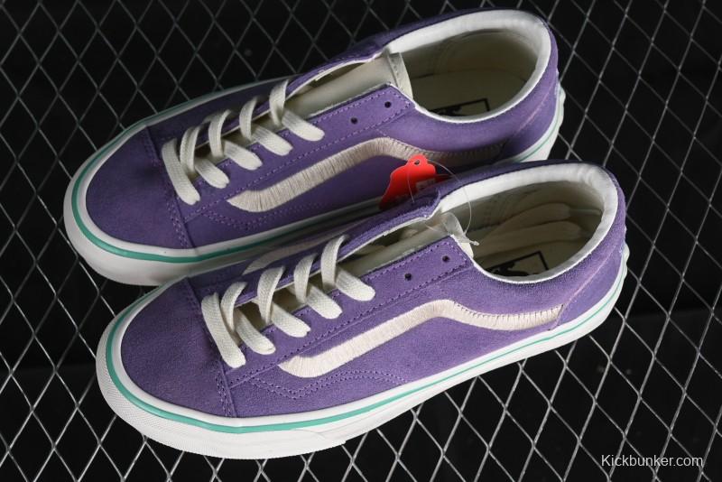 Vans Style 36 Low-Top Skate Shoes with Purple Embroidery - VN000CRPGRN