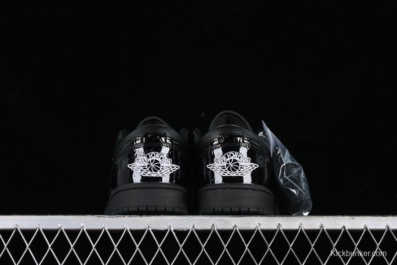 Nike Air Jordan 1 Low "Black Croc" Casual Sneakers with Crocodile-Embossed Leather - HJ7743-010