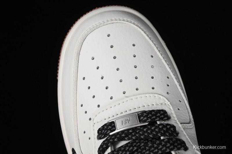 Nike Air Force 1 '07 Low Stussy Collaboration - Beige Black Gum Sole Low-Top Casual Sneakers - XZ5688-001