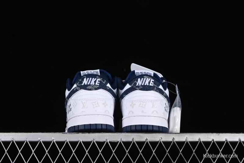 Nike SB Dunk Low LV Collaboration - Blue Midnight Elite Custom Low-Top Casual Skate Shoes - DD1391-122