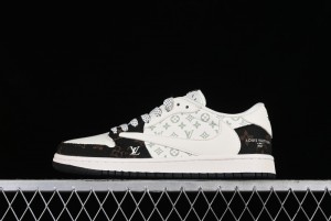 Nike Travis Scott x Fragment Design x Air Jordan 1 Low OG SP AJ1 LV Classic Black Gold Low-top Casual Sneakers - SJ2068-103