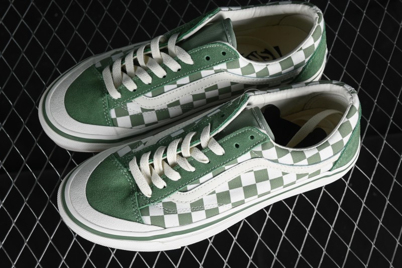 Vans Old Skool Reissue 136 Checkerboard Green Retro Canvas Shoes - VN000MT6V0N