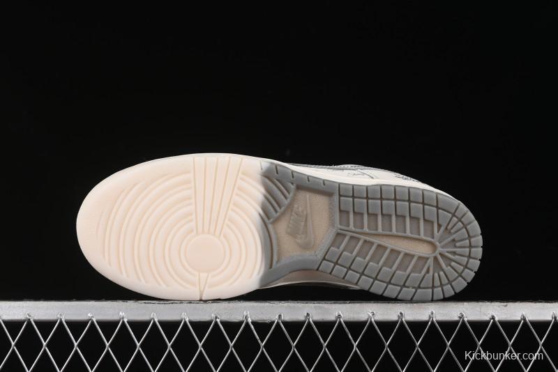 Nike SB Dunk Low Stussy Collaboration - White Grey Double Swoosh Anniversary High-End Custom Low-Top Casual Sneakers - XX2025-206