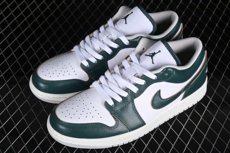 Nike Air Jordan 1 Low Retro Casual Sneakers in White Green - FQ7687-300