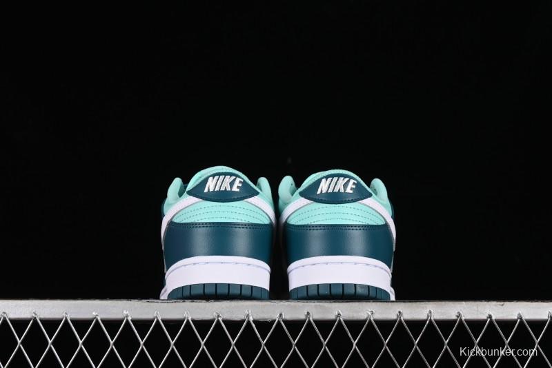 Nike Dunk Low SB Skateboarding Shoes in White and Geode Teal - DD1503-301