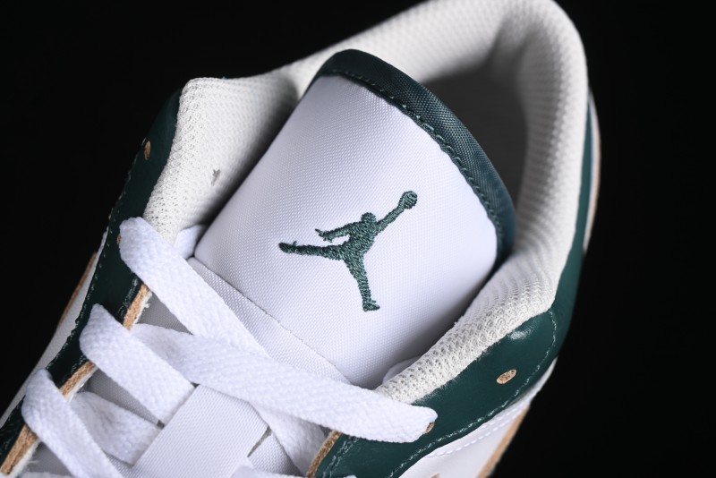 Nike Air Jordan 1 Low Retro Casual Sneakers in White Green - FQ7687-300