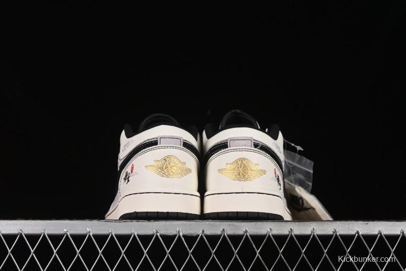 Nike Air Jordan 1 Low Retro Basketball Shoes Custom Black Myth Wukong Design - SJ9950-042