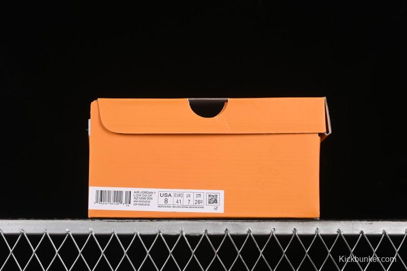 Nike Travis Scott x Fragment Design x Air Jordan 1 Low OG SP AJ1 LV Collaboration - Grey Green Pigskin Low Top Casual Sneakers - XZ1268-005