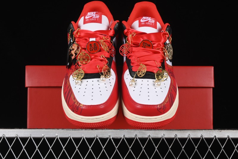 Nike Air Force 1 '07 Low Custom Wedding Sneakers with Chinese Style Elements - FN7439-133