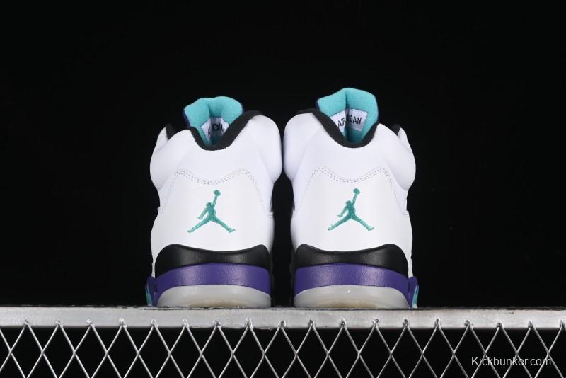 Nike Air Jordan 5 Retro Sneakers in White and Purple Grape Colorway - 136027-108