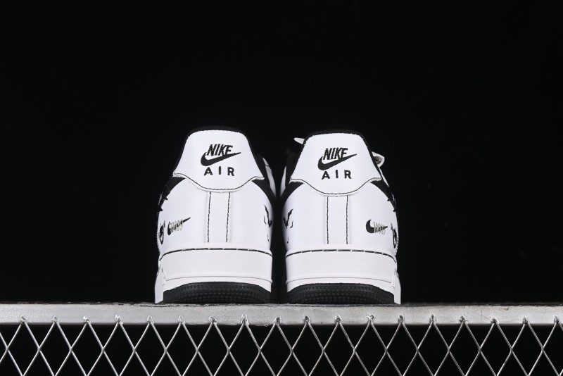 Nike Air Force 1 '07 Low Casual Sneakers with Black and White Hand-Drawn Anime Design - CT2585-100