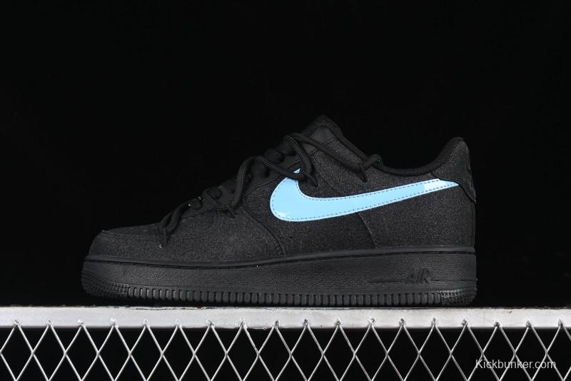 Nike Air Force 1 '07 Low Cleanfit Custom Official Bestseller Black Blue Starry Sky Full Diamond Casual Sneakers - ZH0316-042