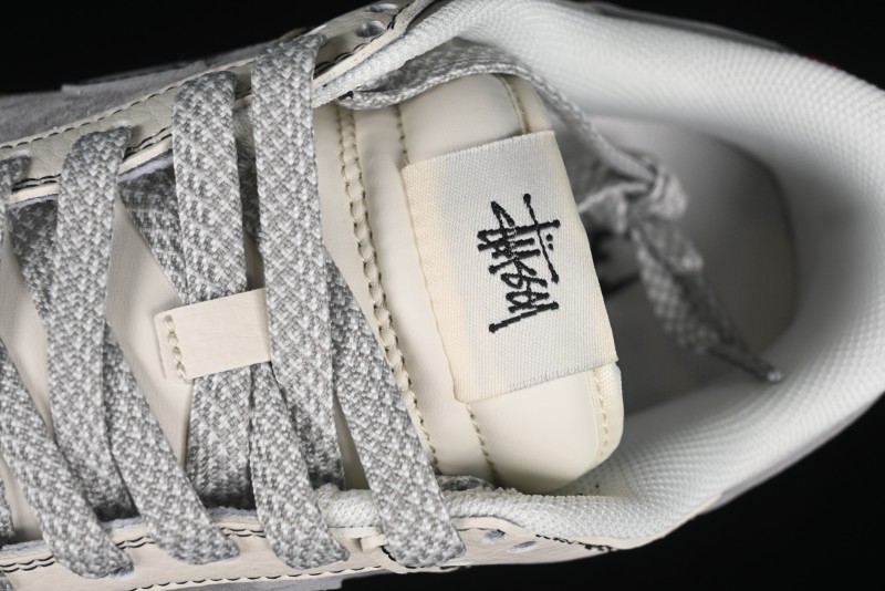 Nike SB Dunk Low Stussy Collaboration - Light Grey White Anniversary High-End Custom Low-Top Casual Skate Shoes - SJ2068-302