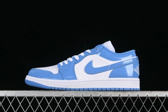 Nike Air Jordan 1 Low AJ1 Patent Leather Blue Casual Sneakers - FZ2138-114