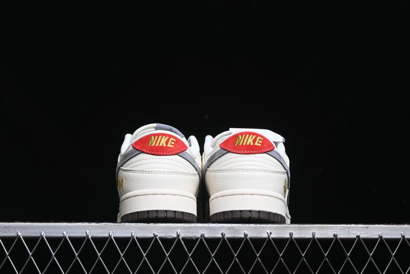 Nike SB Dunk Low Stussy Collaboration - Beige Grey Gold Embroidery Anniversary High-End Custom Low-Top Casual Skate Shoes - XS1086-001