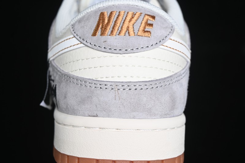 Nike SB Dunk Low Stussy Collaboration - Patchwork Black White Swoosh Anniversary Custom Low-Top Skate Shoes - DM6868-003