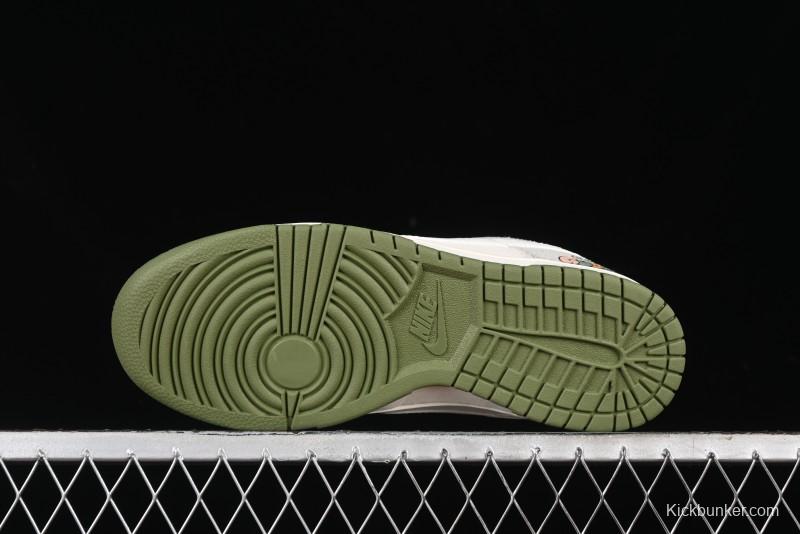 Nike SB Dunk Low Gucci Collaboration - Smoke Green Anniversary High-End Custom Low-Top Casual Skate Shoes - XX2025-389