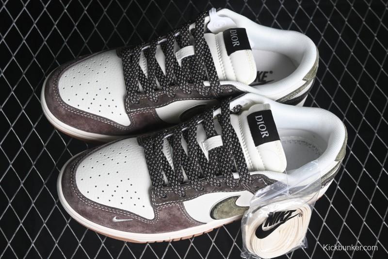 Nike SB Dunk Low Dior Collaboration - Chestnut Anniversary High-End Custom Low-Top Casual Sneakers - XS1086-007