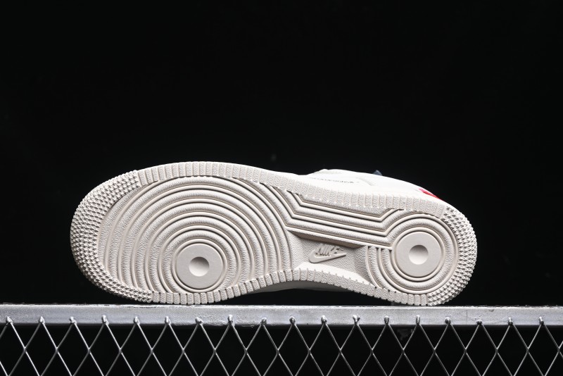 Nike Air Force 1 '07 Low Stussy Collaboration - AF1 White Red Label Low-Top Casual Sneakers - SJ6698-016