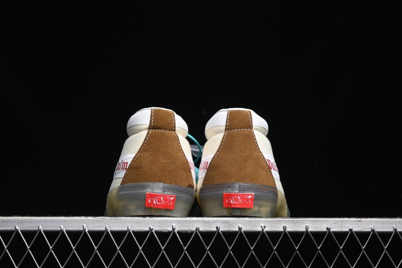 Palm Angels x Vans Sk8-Mid Collaboration Mid-Top Skate Shoes with Distressed Sole - VN000CRPGRN