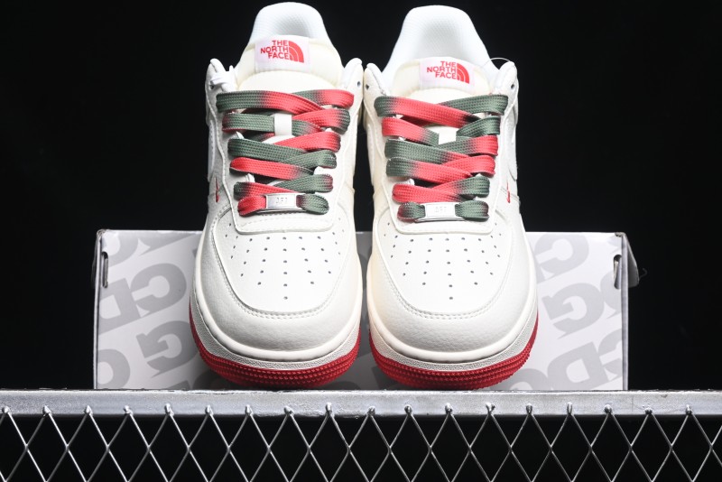 Nike Air Force 1 '07 Low The North Face Collaboration - Beige Red Green Color Block Low-Top Casual Sneakers - XZ6188-011