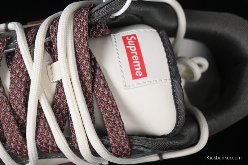 Nike SB Dunk Low Supreme Collaboration - Grey White Red Anniversary Customized Low-Top Casual Sneakers - XS1186-102