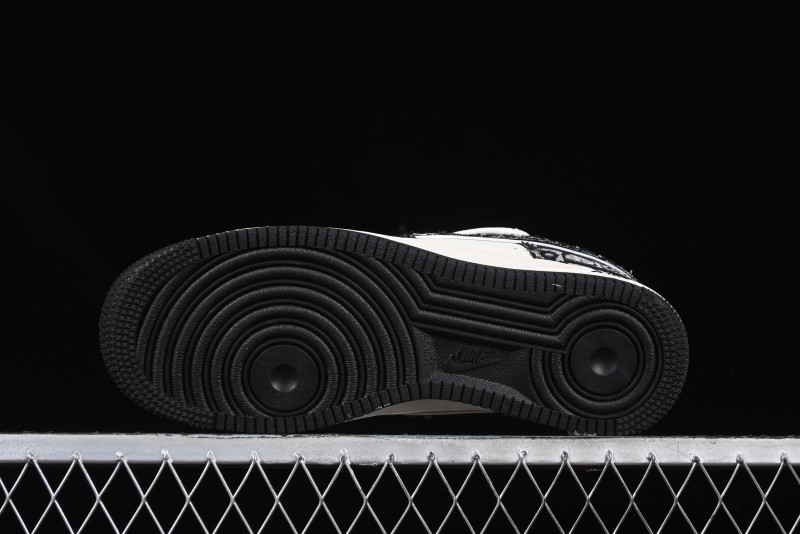 Nike Air Force 1 '07 Low Dior Collaboration Black Pattern Drawstring Casual Sneakers - SJ1198-106