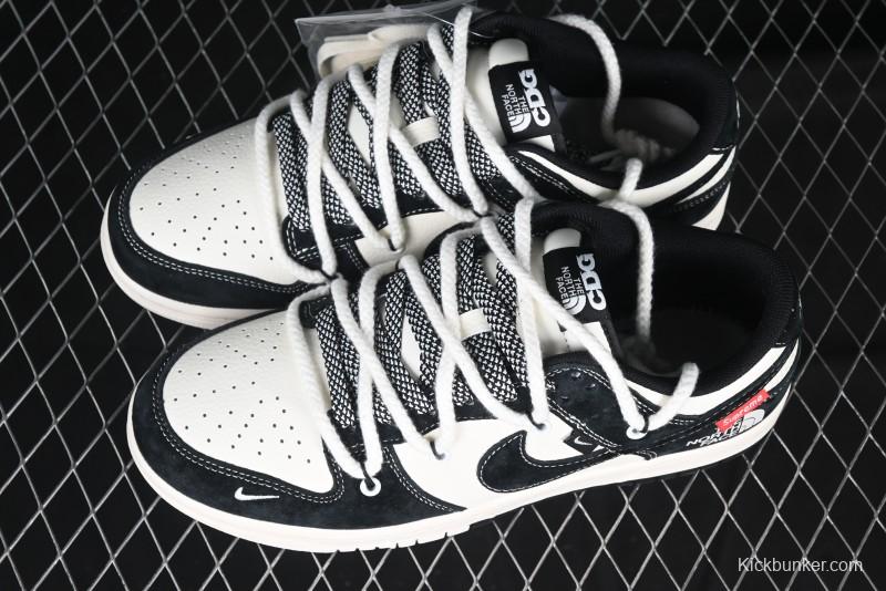 Nike SB Dunk Low The North Face x Supreme Anniversary Edition Customized Lace-Up Black White Black Swoosh Casual Skate Shoes - YX5066-227
