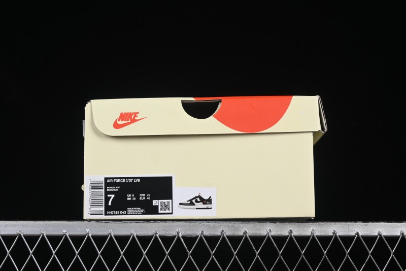 Nike Air Force 1 '07 Low Stussy Supreme Collaboration Dual-Tone Black Red Logo Low-Top Casual Sneakers - HH7518-043