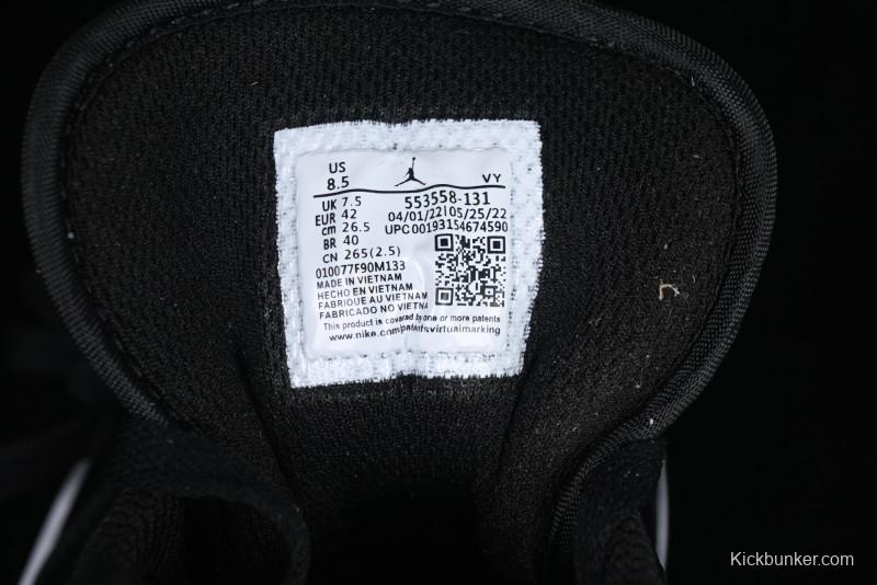 Nike Air Jordan 1 Low AJ1 Basketball Shoes in Black White Silver - 553558-131