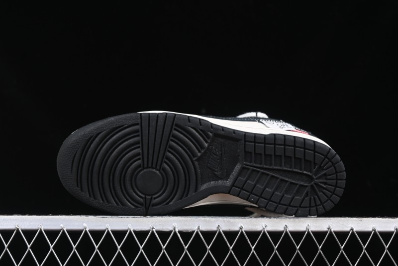 Nike SB Dunk Low Supreme x Stone Island Triple Collaboration Strap Patch Black Swoosh Anniversary Custom Low-Top Casual Skate Shoes - YX5066-202