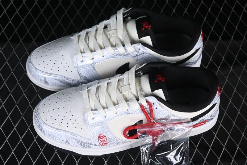Nike SB Dunk Low Supreme Collaboration Year of the Snake Limited Edition White Snake Anniversary High-End Custom Low-Top Casual Sneakers - AG3702-852