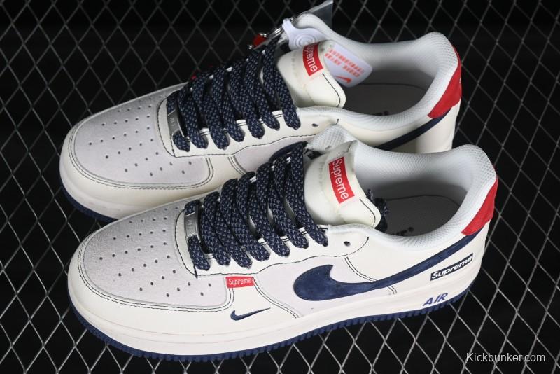 Nike Air Force 1 '07 Low Supreme Collaboration Sneakers with Red Tab and Blue Swoosh - BB7518-021