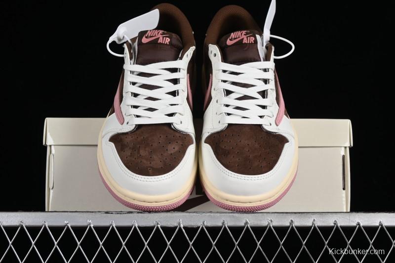 Nike Travis Scott x Air Jordan 1 Low OG AJ1 Reverse Swoosh Sneakers - DZ4137-206