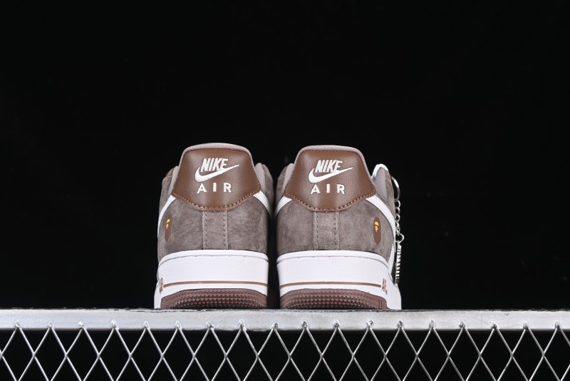 Nike Air Force 1 '07 Low Bape Collaboration Brown White Swoosh Low-Top Casual Sneakers - KK1988-035