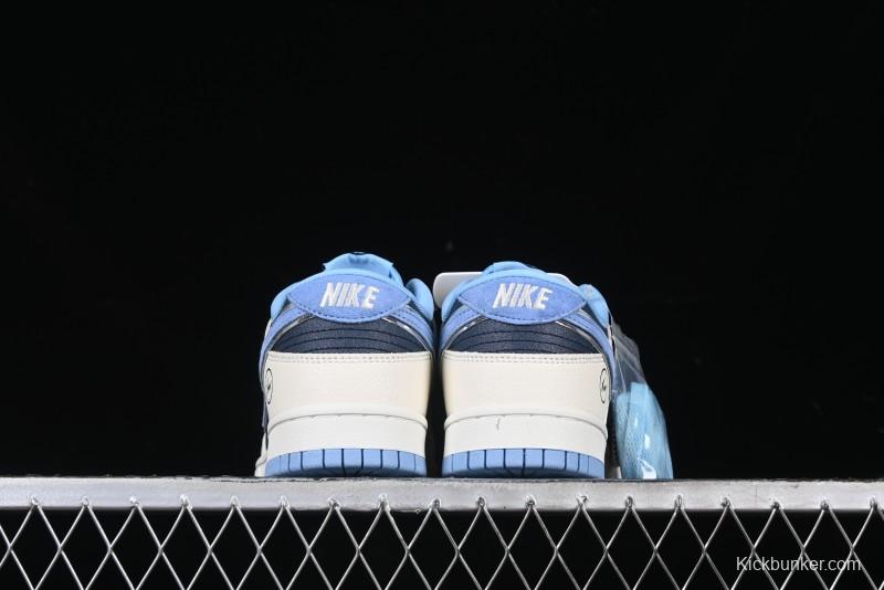 Nike SB Dunk Low Lightning Collaboration - Light Blue Swoosh Anniversary Custom Low-Top Casual Skate Shoes - LW1818-107